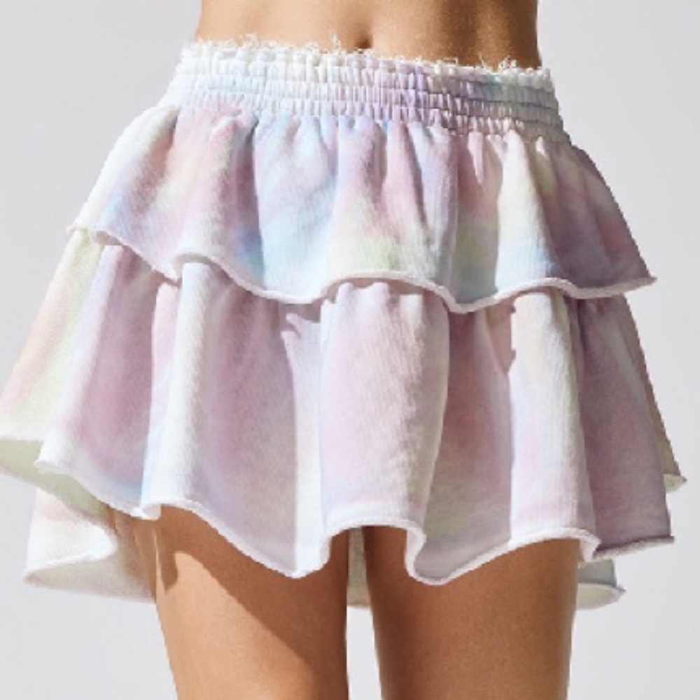 LoveShackFancy Ruffle Mini Skirt Tie Dye NWT NEW M Medium